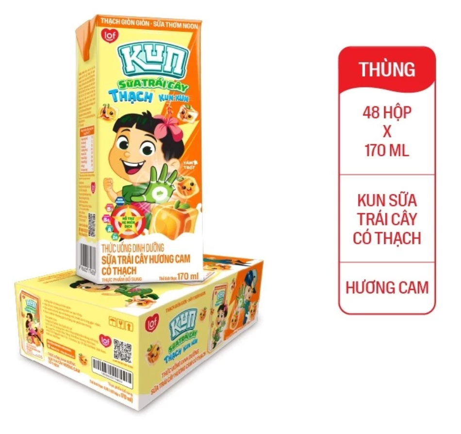 Sữa Kun Thạch Hương Cam 170ml tặng vợt Pickleball