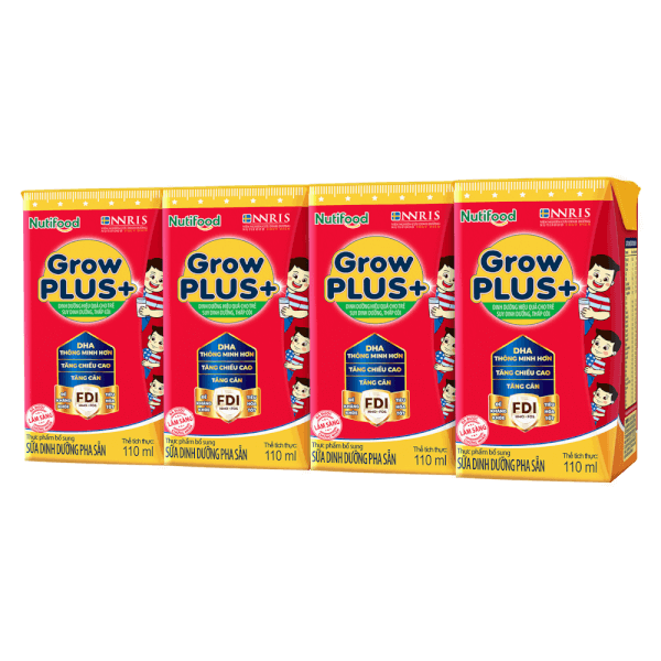 Sữa Bột Pha Sẵn Nuti Grow Plus + Đỏ, Hộp 110ml