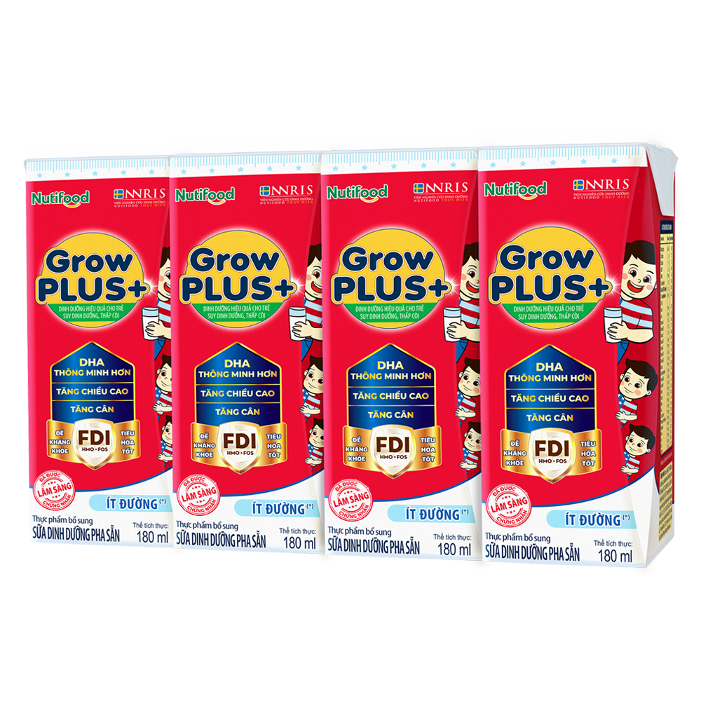 Thùng Sữa Pha Sẵn GrowPLUS 180ml Ít đường