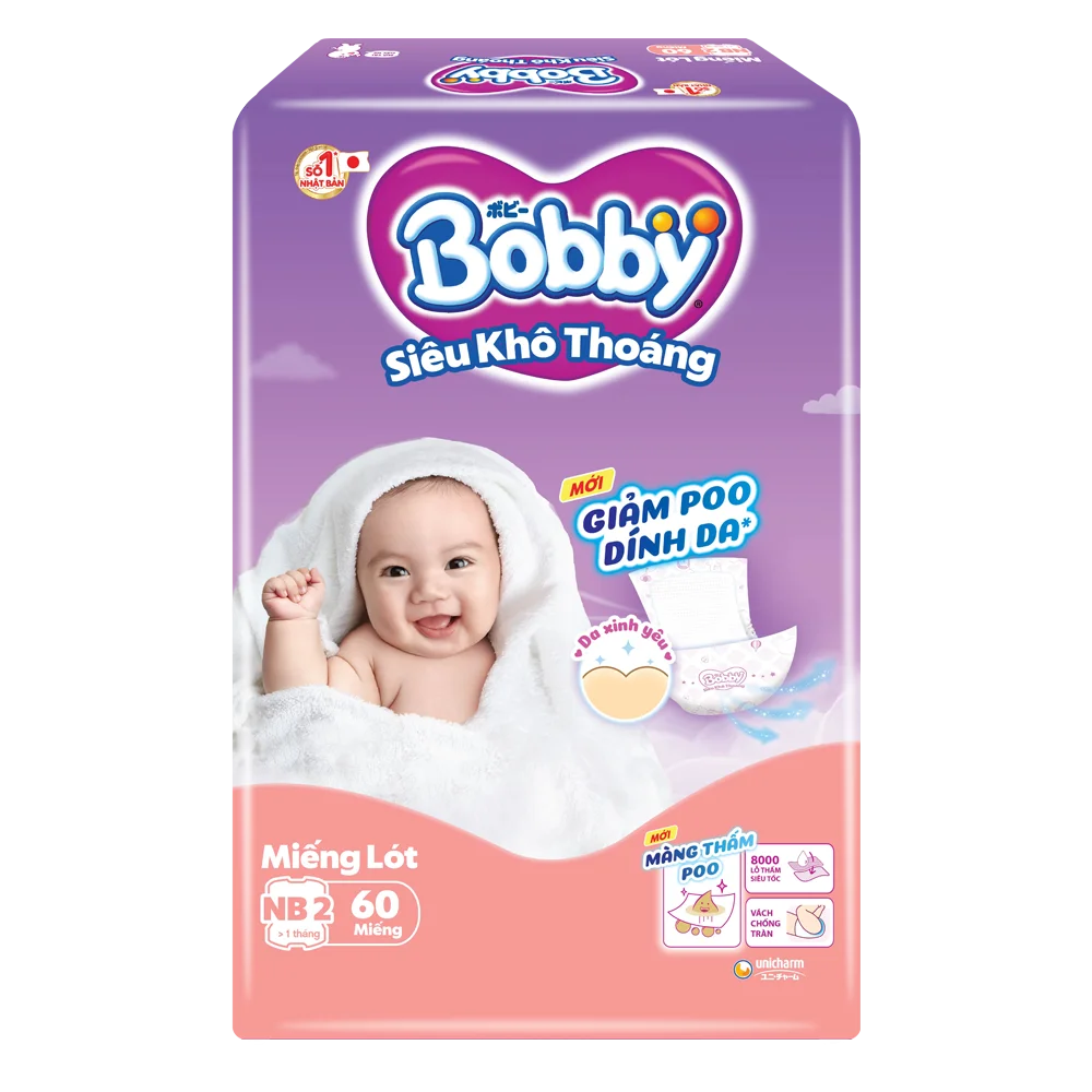 Miếng lót sơ sinh BOBBY NB2 60 miếng