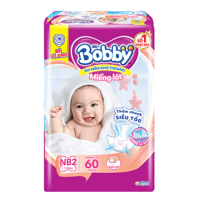 Miếng lót sơ sinh BOBBY NB2 60 miếng