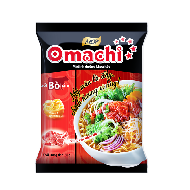 Gói mì khoai tây Omachi xốt bò hầm 80g