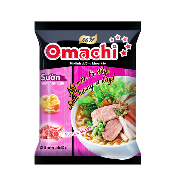 Gói Mì khoai tây Omachi sườn hầm ngũ quả gói 80g