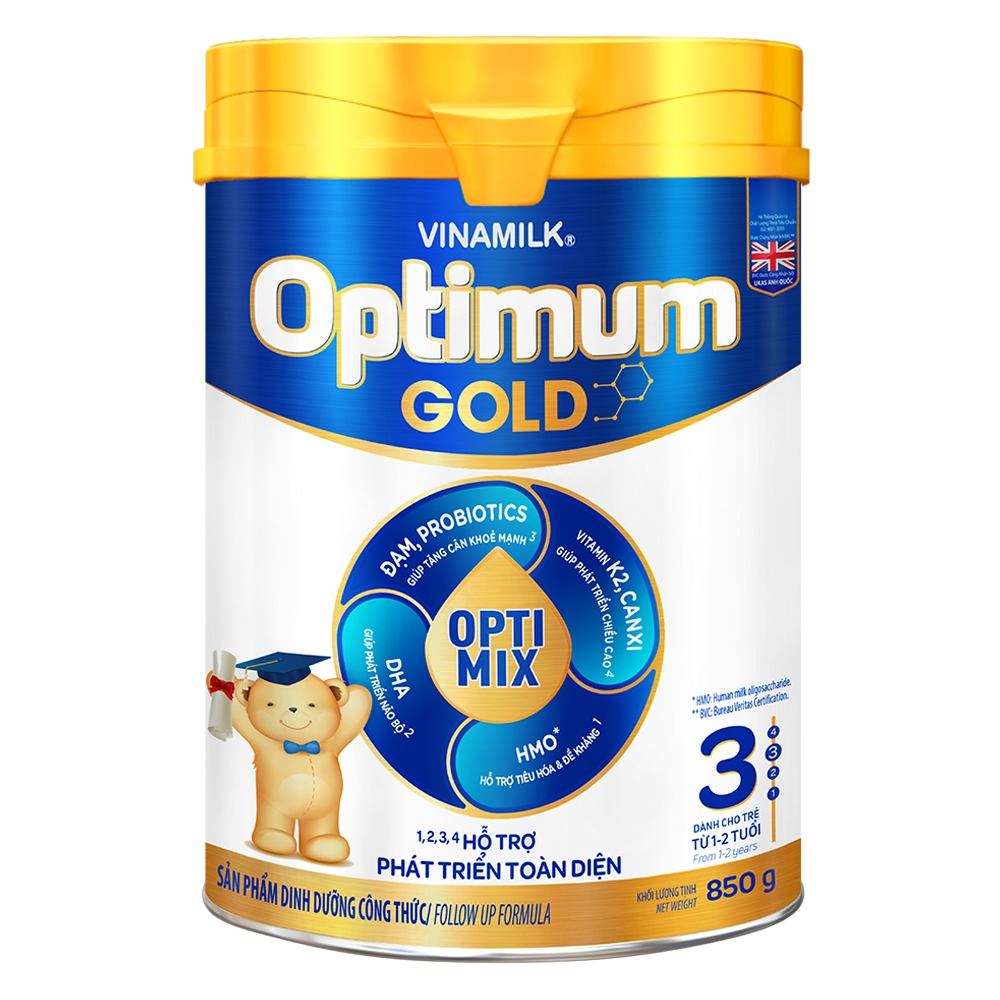 Sữa Optimum Gold 3 - Vinamilk, 1-2 Tuổi, 850g