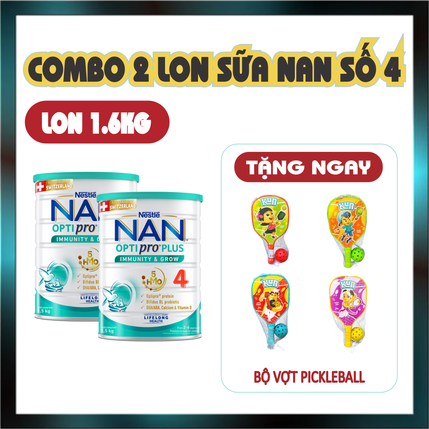 Combo 2 Lon Sữa Nan Optipro Plus số 4 Lon 1.5kg (2 - 6 tuổi)