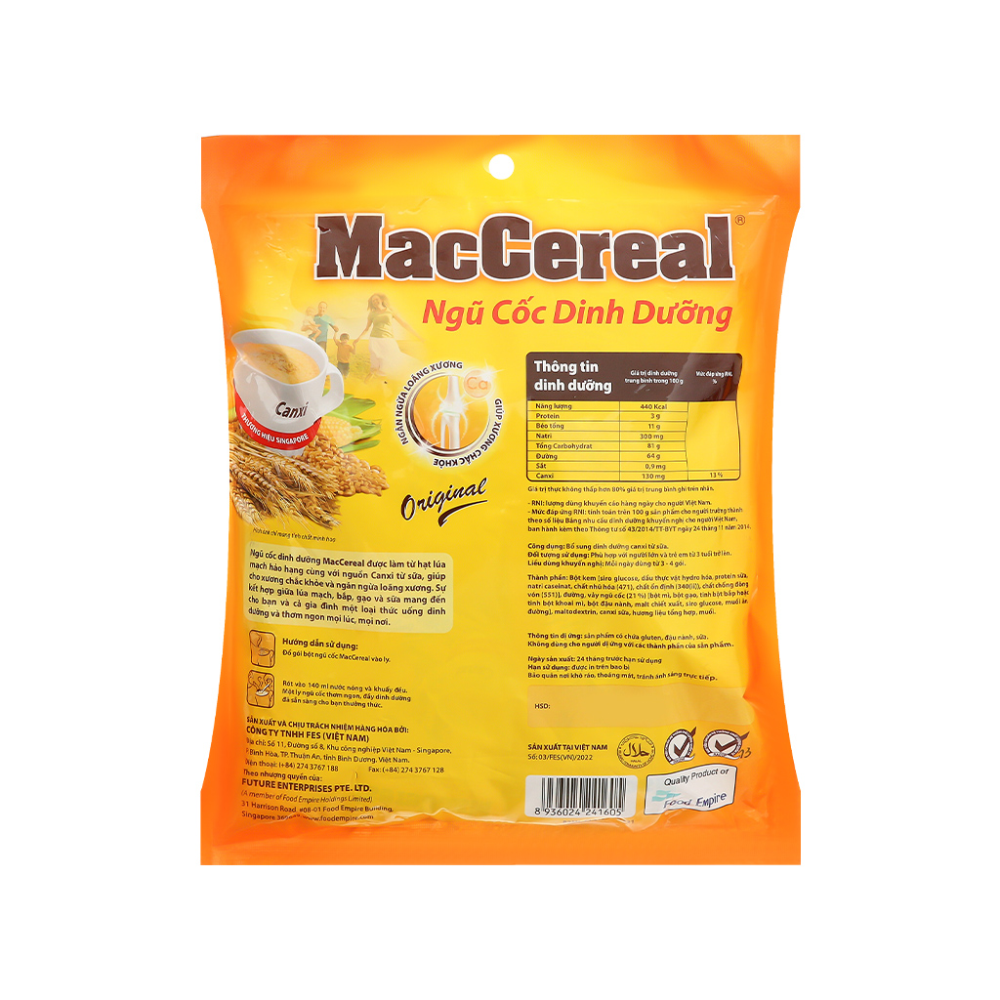 Ngũ cốc dinh dưỡng MacCereal bịch 560g tặng ly kim cương