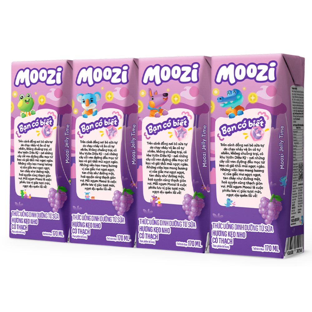 Thùng 48 Hộp Sữa Moozi Hương Nho có thạch Moozi 170ml