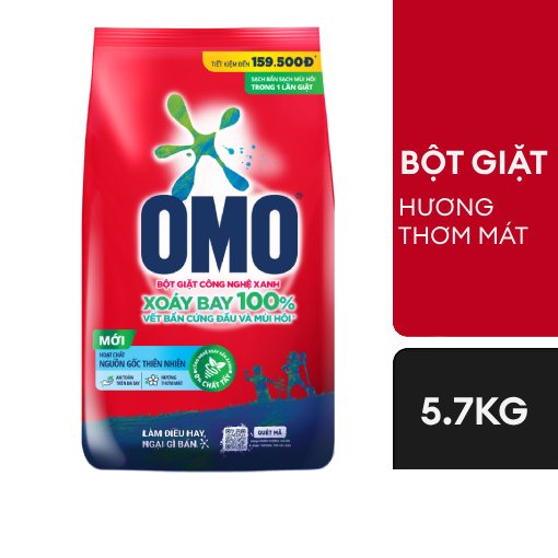 (Freeship 20k) Bột giặt OMO Hệ bọt thông minh hương Thơm mát 5.7kg