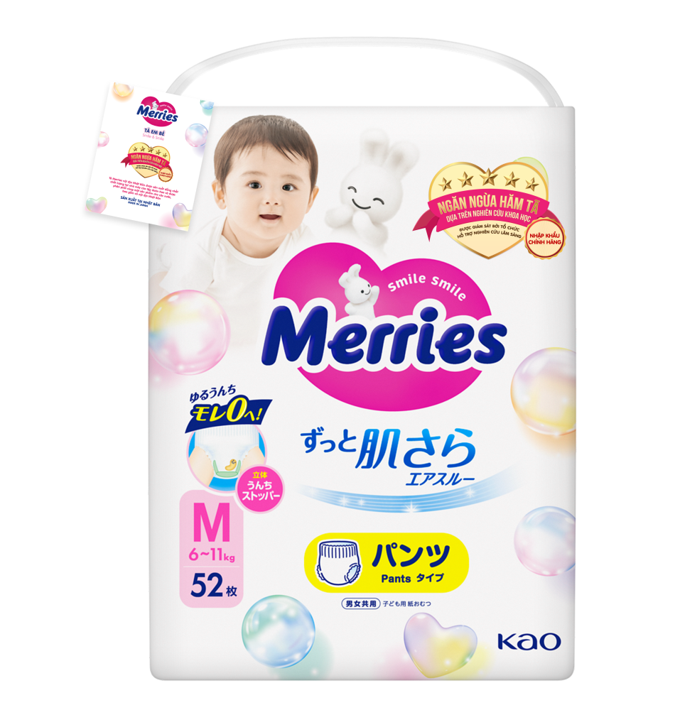 (Freeship 20k) Tã Quần Merries M52 Miếng (6-11kg)
