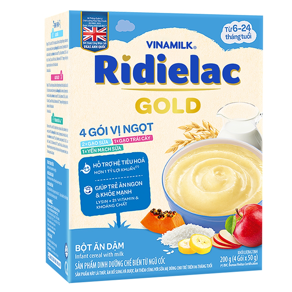 Bột ăn dặm Ridielac Gold 4 Vị Ngọt HG 200g