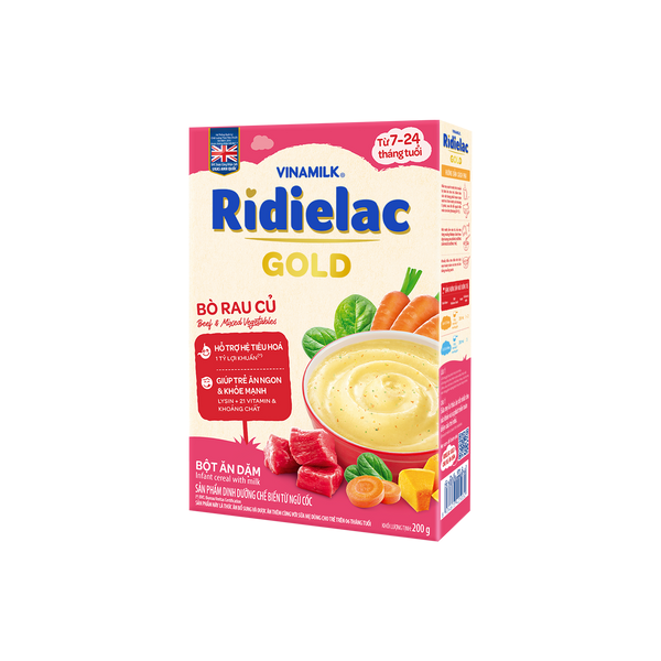 Bột ăn dặm Ridielac Gold Bò Rau Củ HG 200g