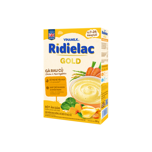 Bột ăn dặm Ridielac Gold Gà Rau Củ HG 200g