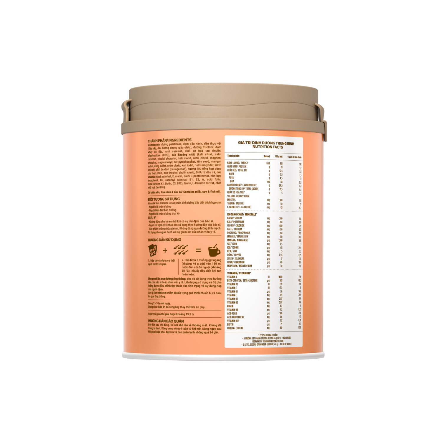 Sữa Tiểu Đường Vinamilk Sure Diecerna Lon 900g