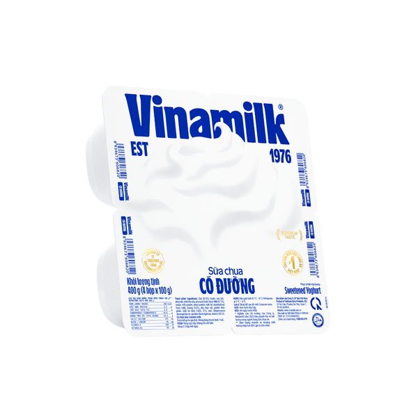 Lốc 4 Hủ Sữa chua ăn Vinamilk Có Đường