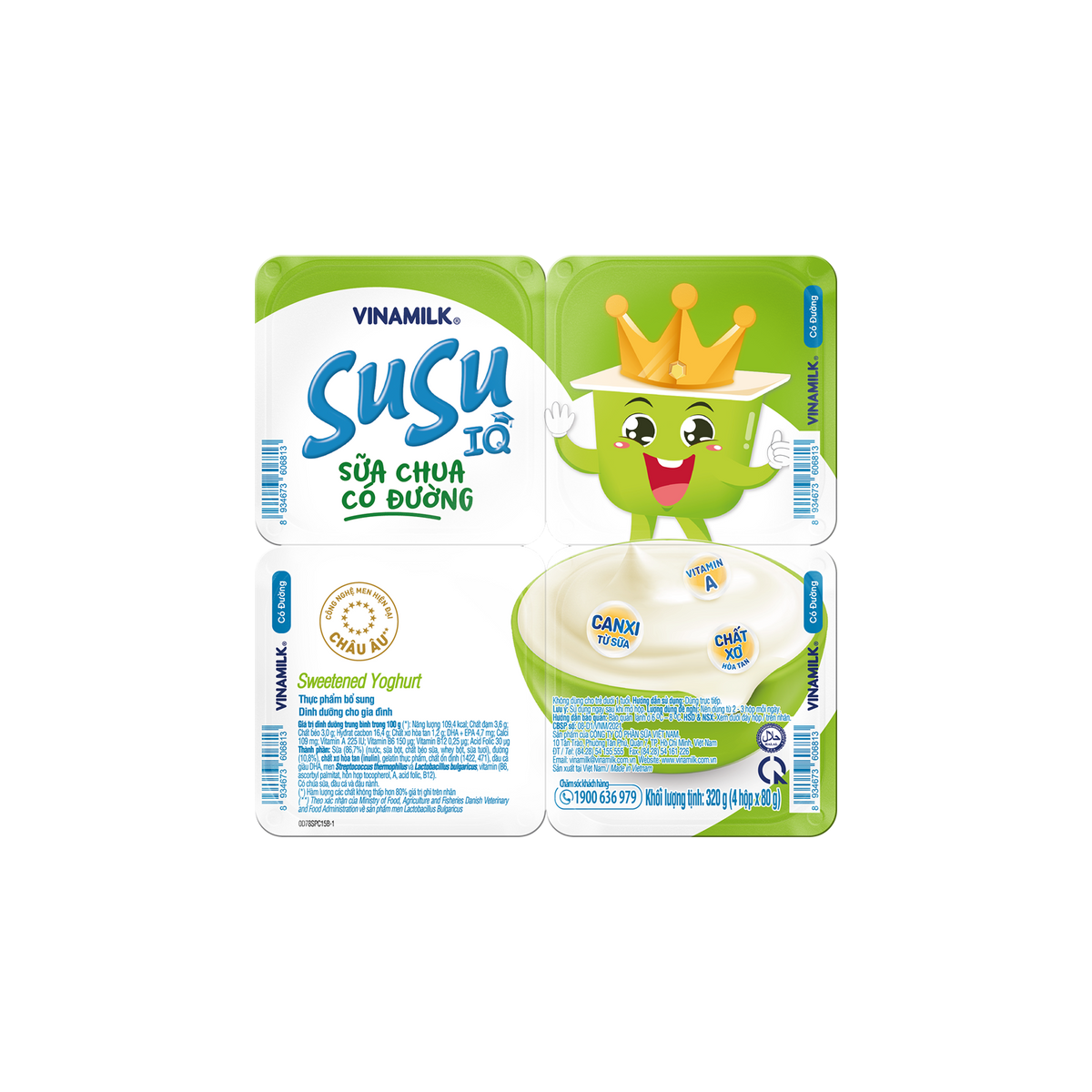 Lốc 4 Hủ Sữa chua ăn SuSu IQ Có đường 80g