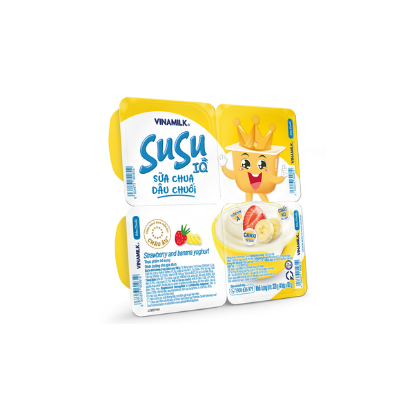 Lốc 4 Hủ Sữa chua ăn SuSu IQ dâu chuối 80g