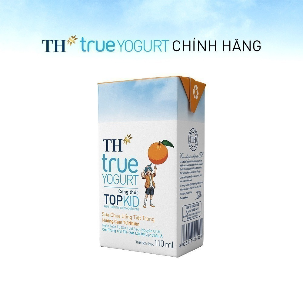 Thùng 48 hộp sữa chua uống tiệt trùng TOPKID hương cam tự nhiên TH True Yogurt 110ml