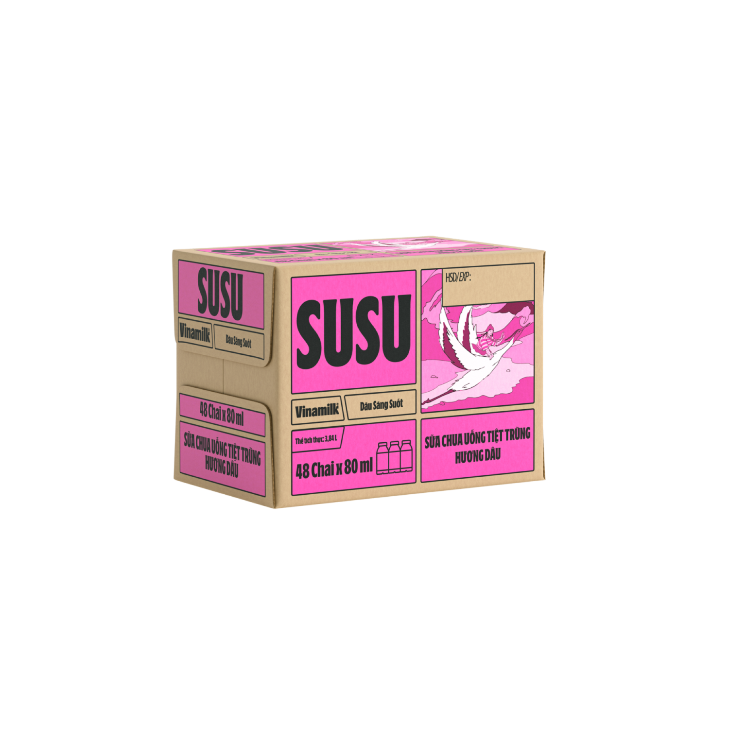 Thùng 48 Sữa Chua Uống SuSu Dâu - Chai 80ml