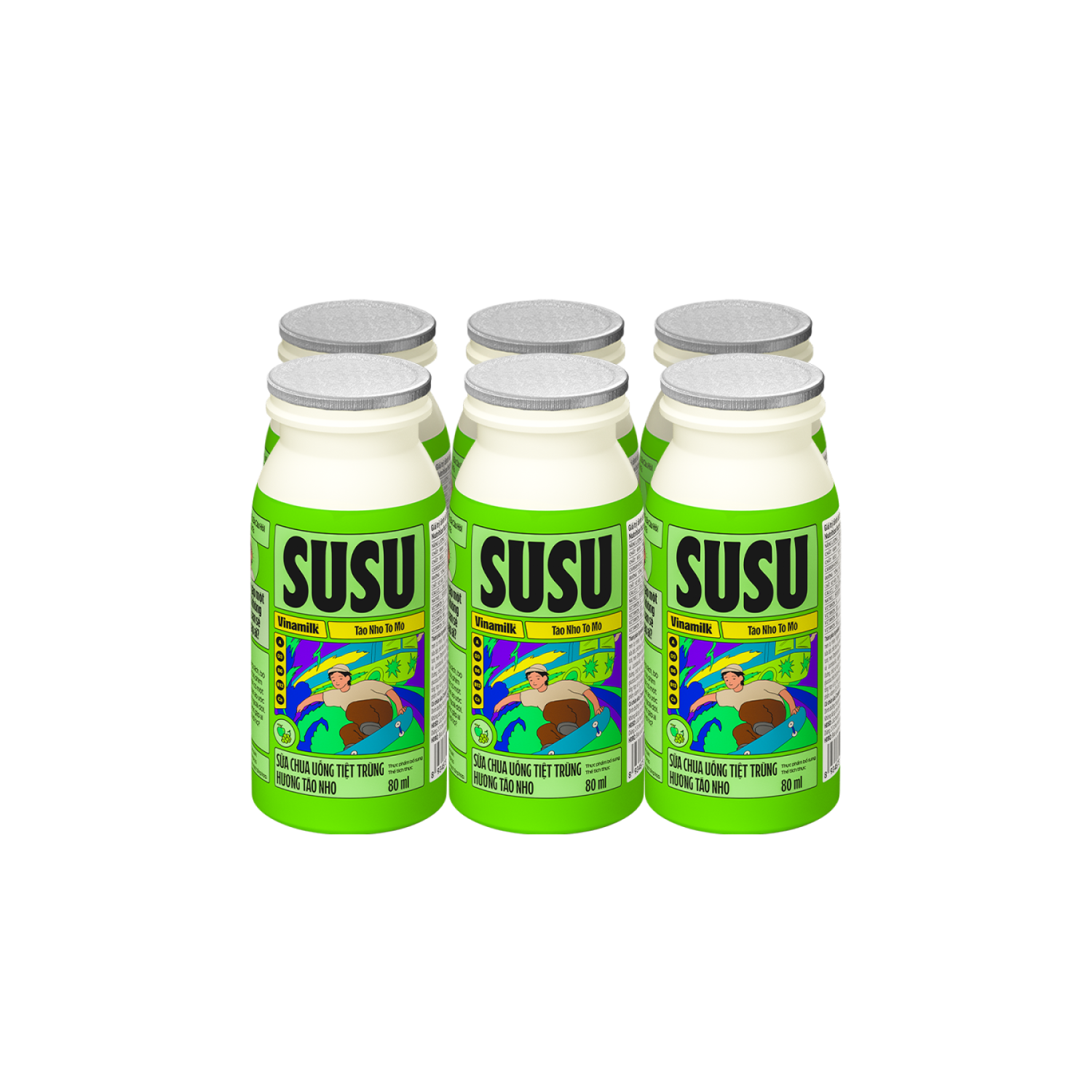 Lốc 6 Chai Sữa Chua Uống SuSu Táo - Chai 80ml