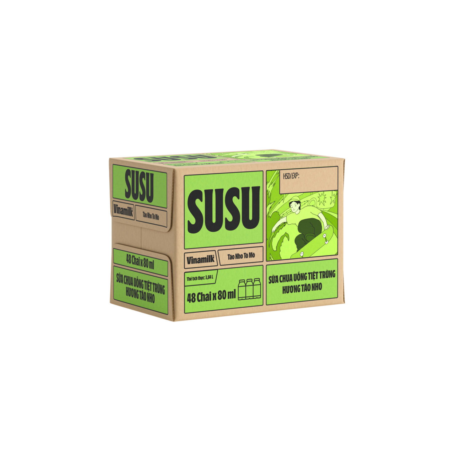 Thùng 48 Chai Sữa Chua Uống SuSu Táo - Chai 80ml