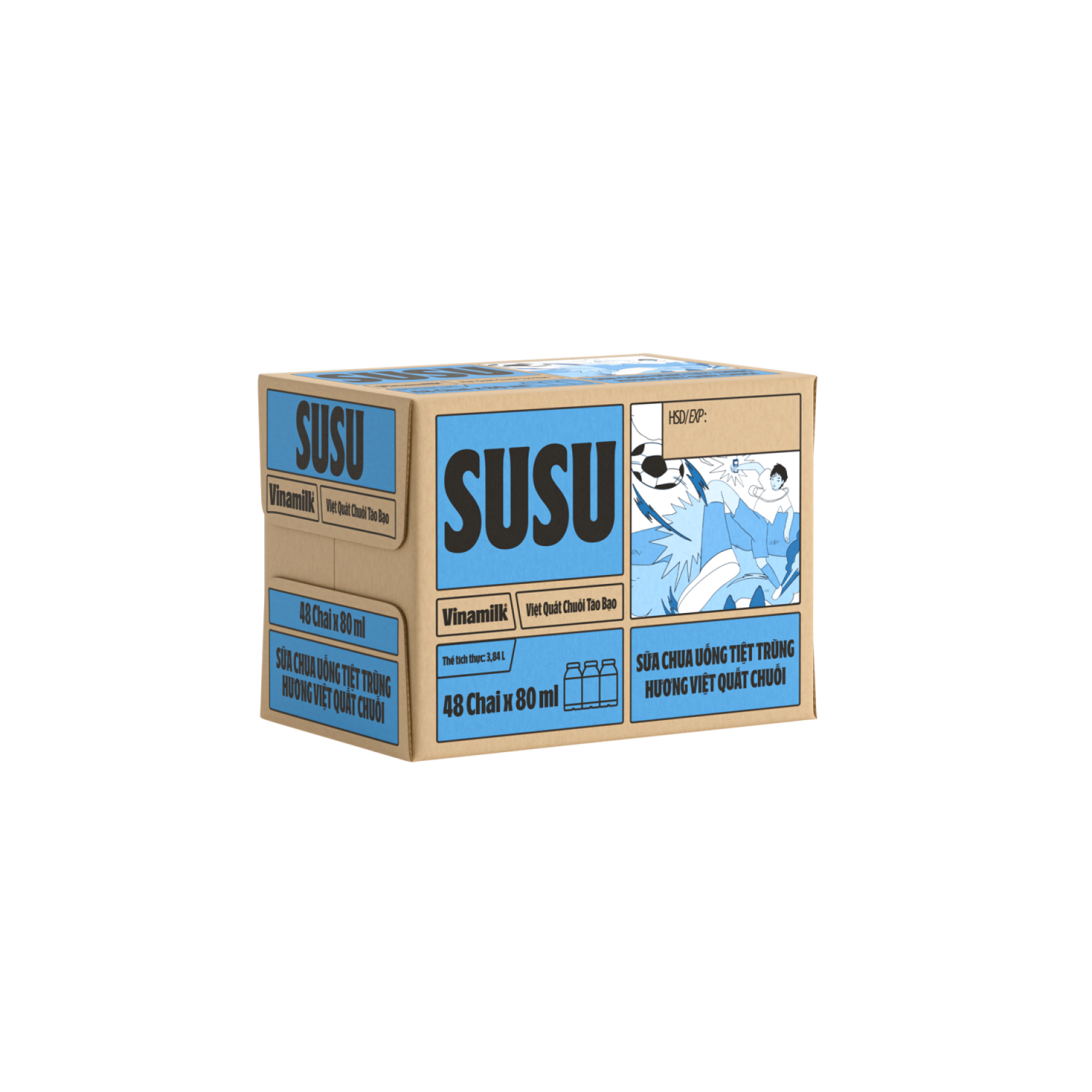 Thùng 48 Sữa Chua Uống SuSu Việt Quất Chuối Chai - Chai 80ml