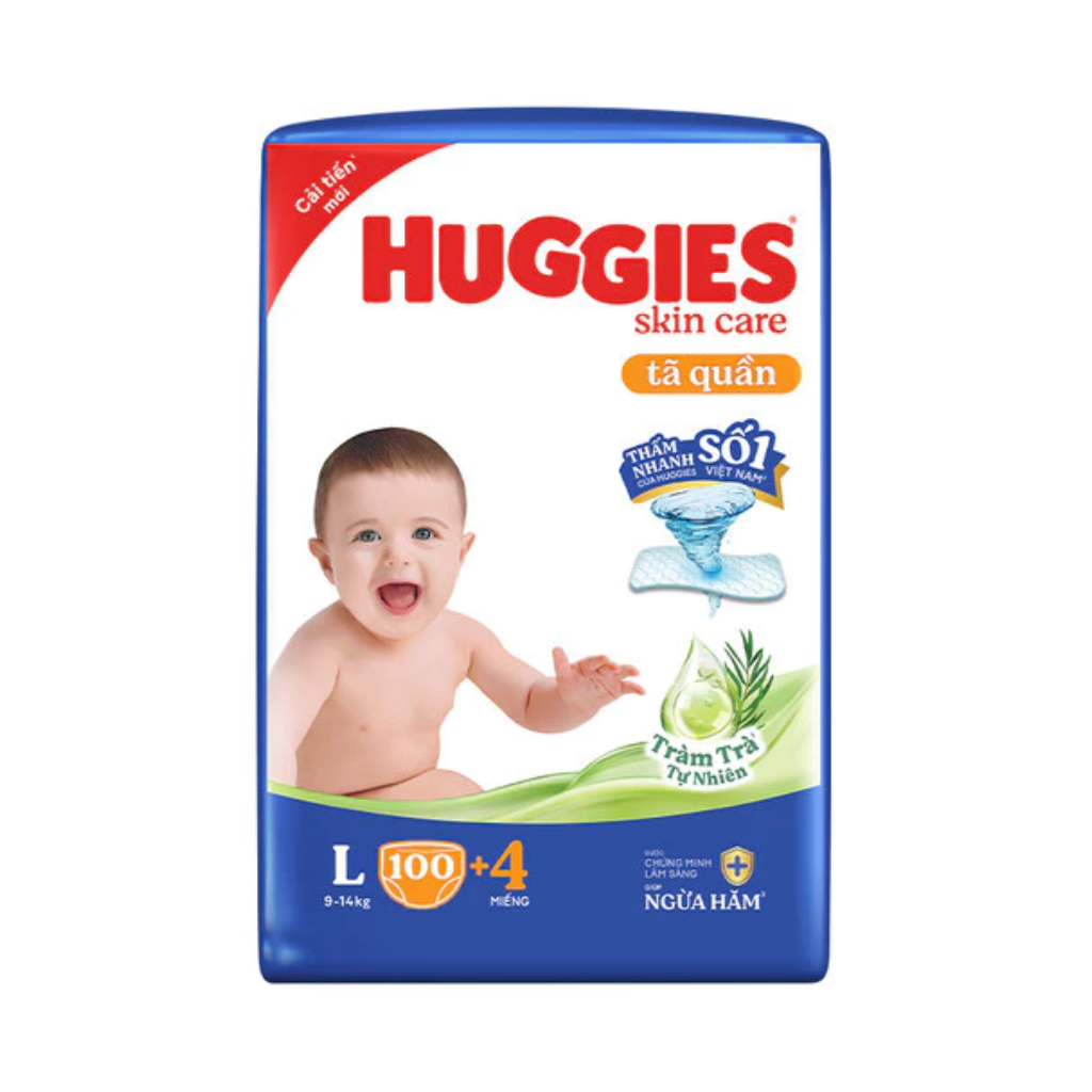 Tã quần Huggies Skincare L100+4 (104 miếng)