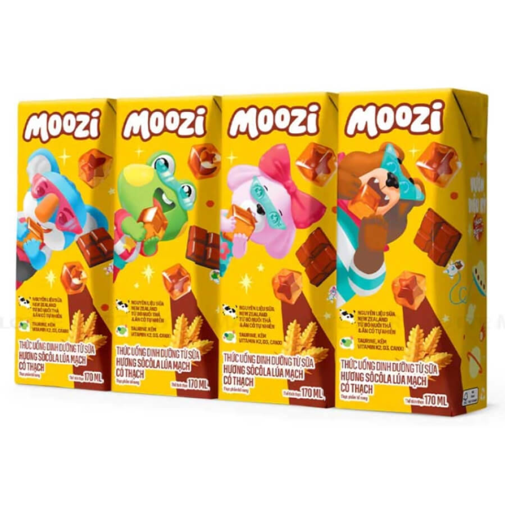 Thùng 48 Hộp Sữa Moozi Hương Socola có thạch Moozi 170ml