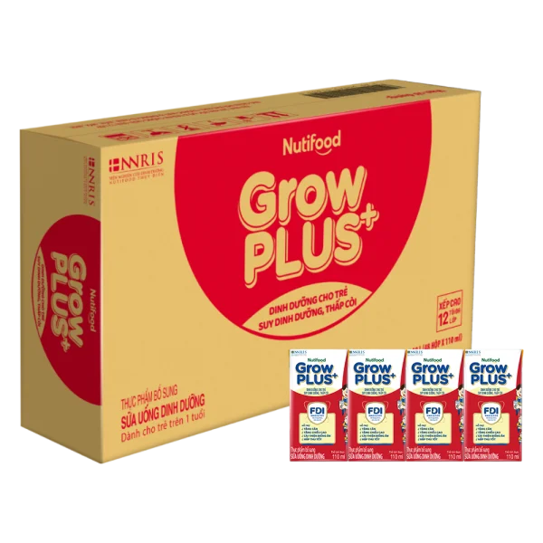 Thùng 48 Hộp Sữa Bột Pha Sẵn Nuti Grow Plus Đỏ 110ml