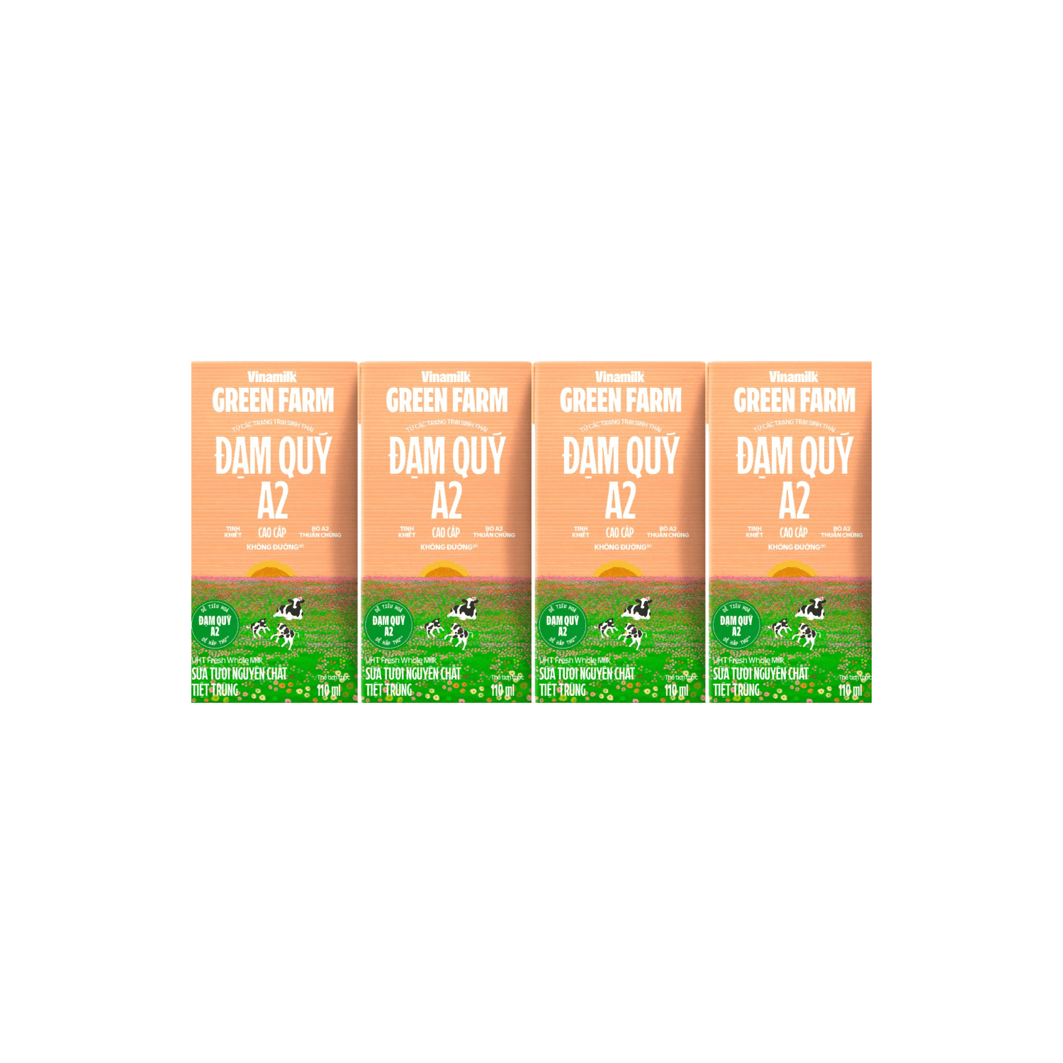 Thùng 48 Hộp Sữa Tươi Tiệt Trùng Vinamilk Green Farm A2 Không đường - Hộp 110ml