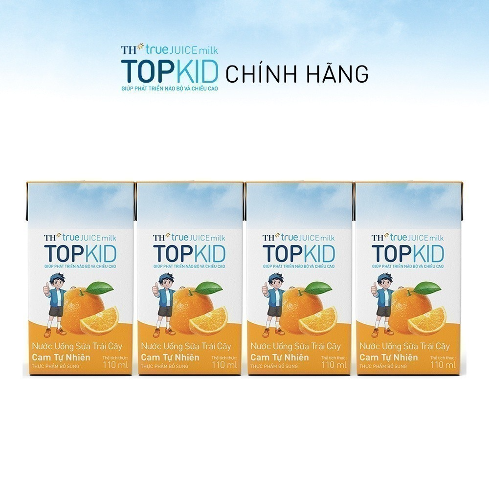 Thùng 48 hộp sữa trái cây TOPKID hương cam tự nhiên TH True Juice Milk 110ml