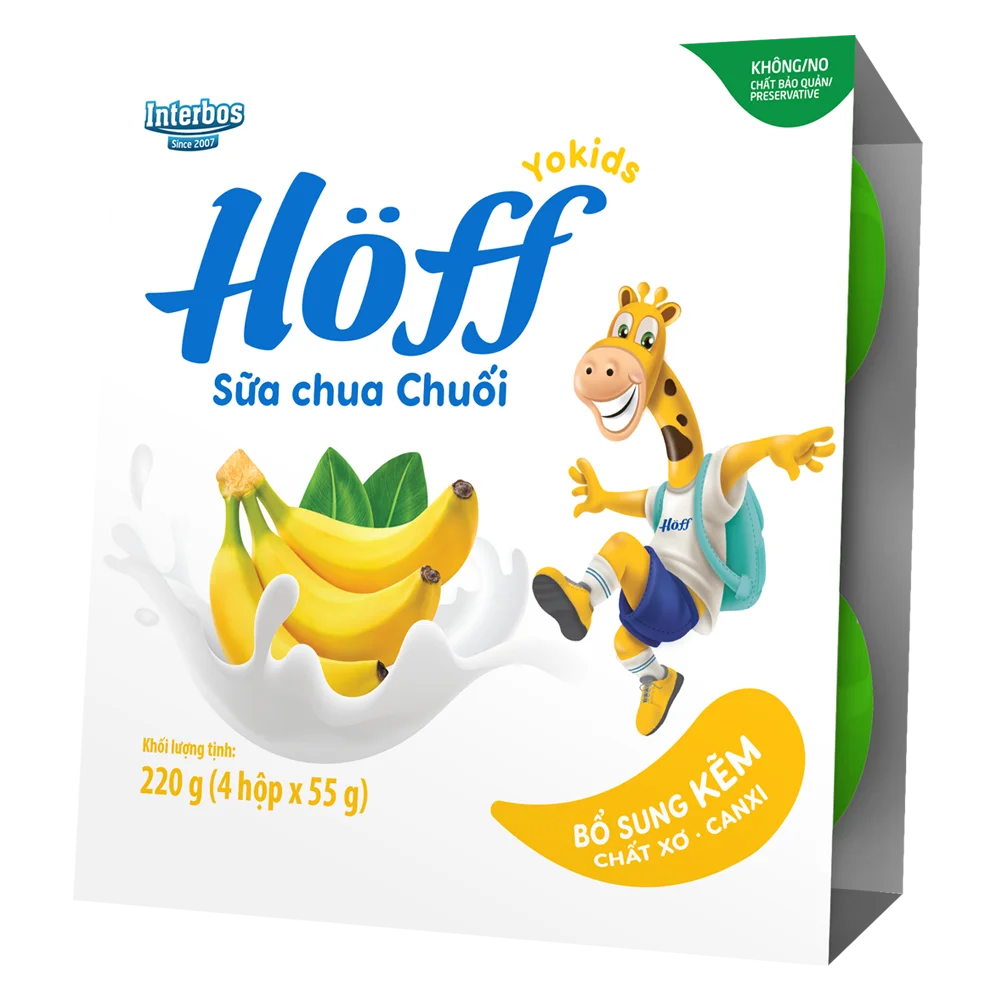 Sữa chua hoa quả Hoff - Chuối (Lốc 4 hủ)