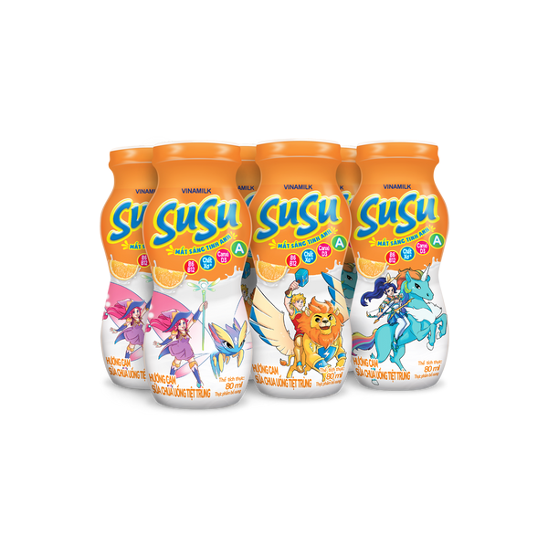 Thùng 48 Sữa Chua Uống SuSu Vị Cam Chai - Chai 80ml