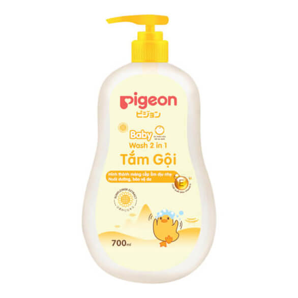 Tắm - Gội 2 in 1 Pigeon 700ml - Hoa hướng dương Không Paraben