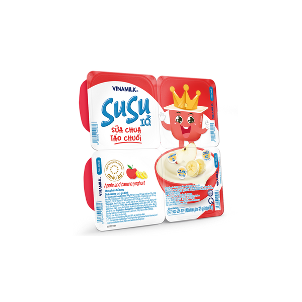 Lốc 4 Hủ Sữa chua ăn SuSu IQ táo chuối 80g