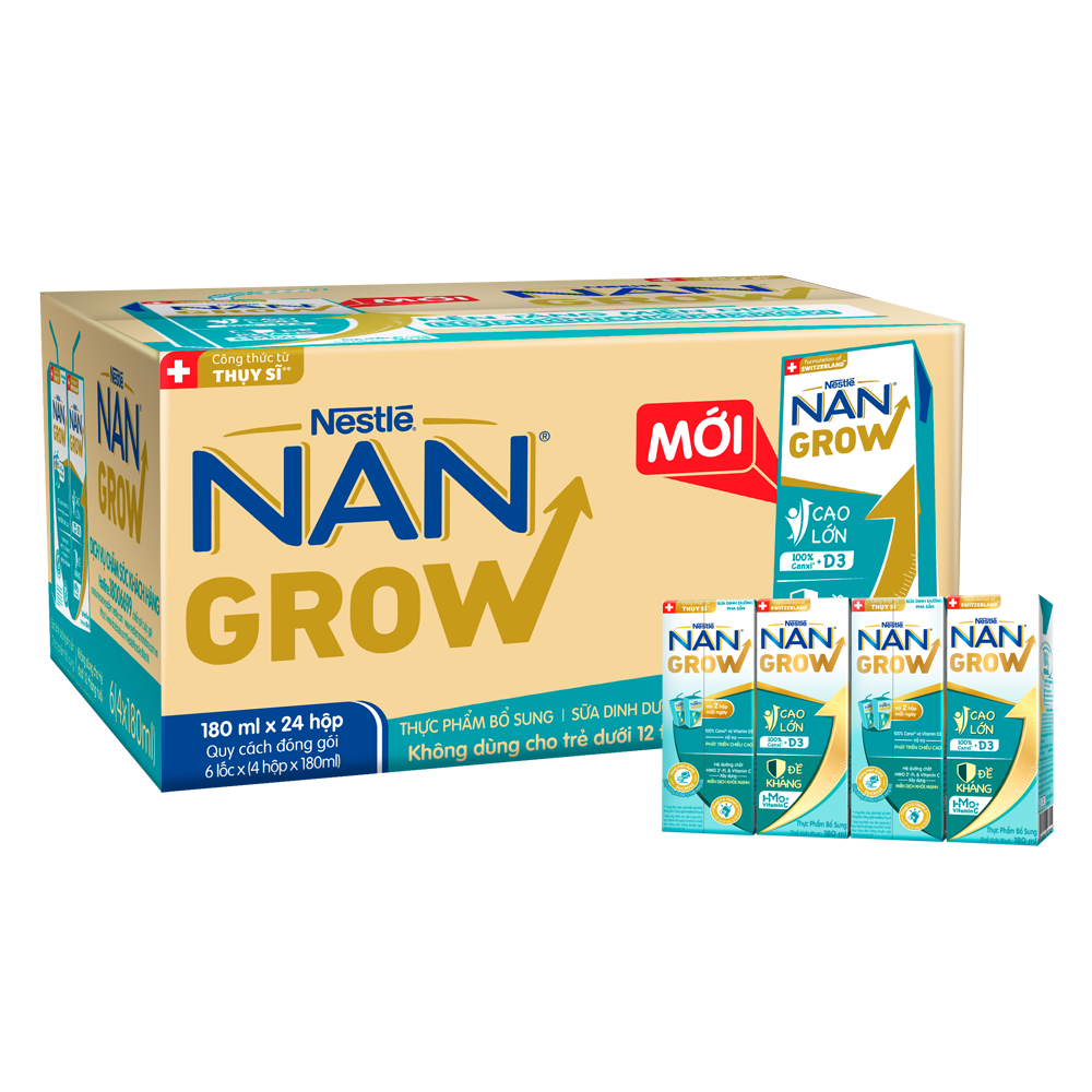 Thùng 24 hộp sữa bột pha sẵn Nan Grow hộp 180ml