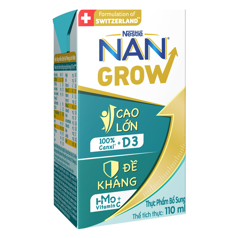 Thùng 36 hộp sữa bột pha sẵn Nan Grow hộp 110ml