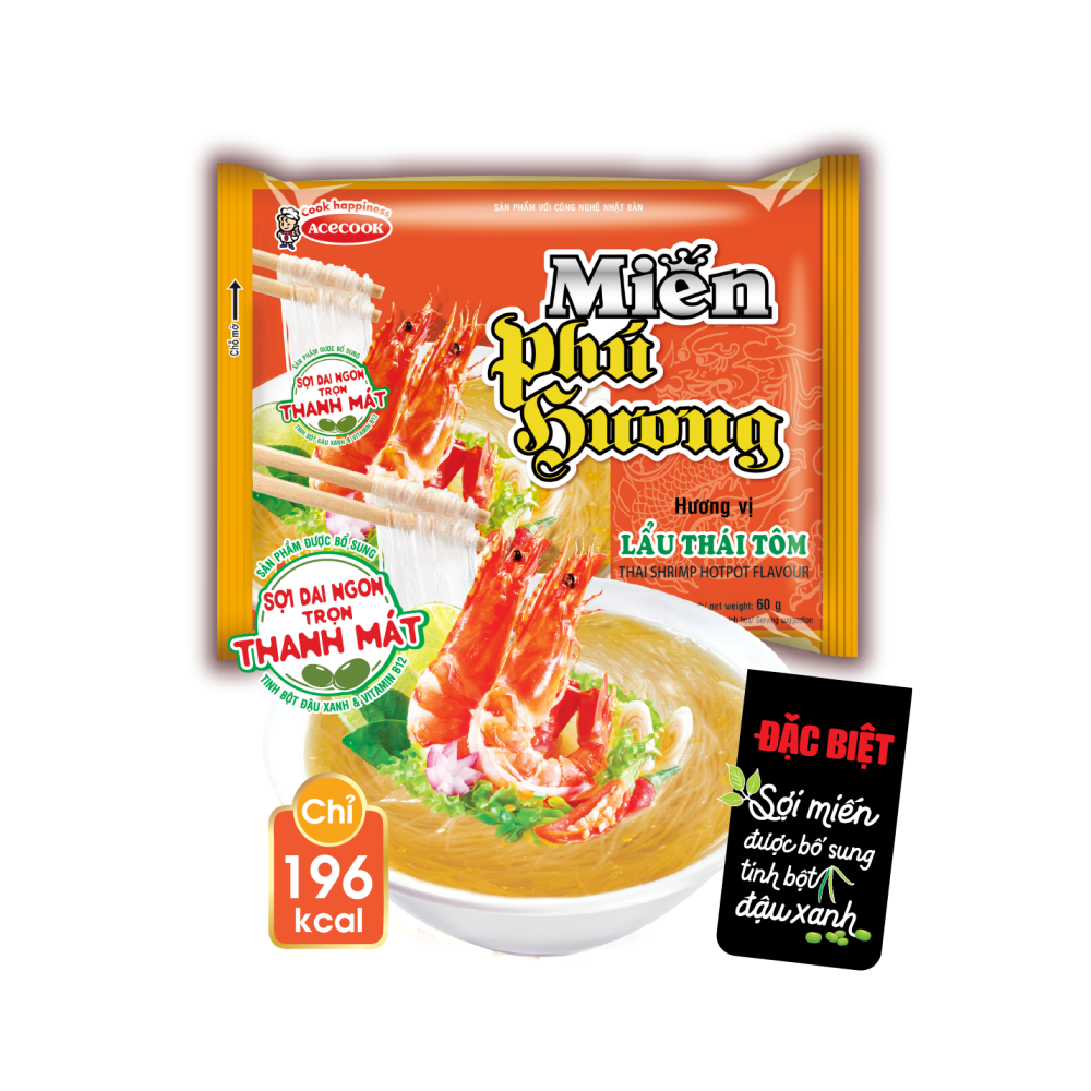 Combo 4 gói Miến Phú Hương Lẩu Thái Tôm 60g