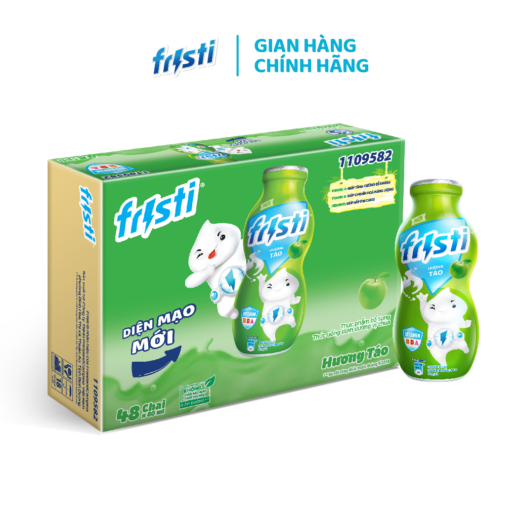 Thùng 48 Chai Sữa chua uống Fristi vị táo 80ml/chai