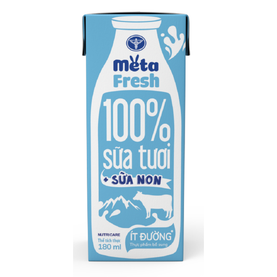 Thùng 48 hộp sữa tươi tiệt trùng Meta Fresh ít đường 180ml