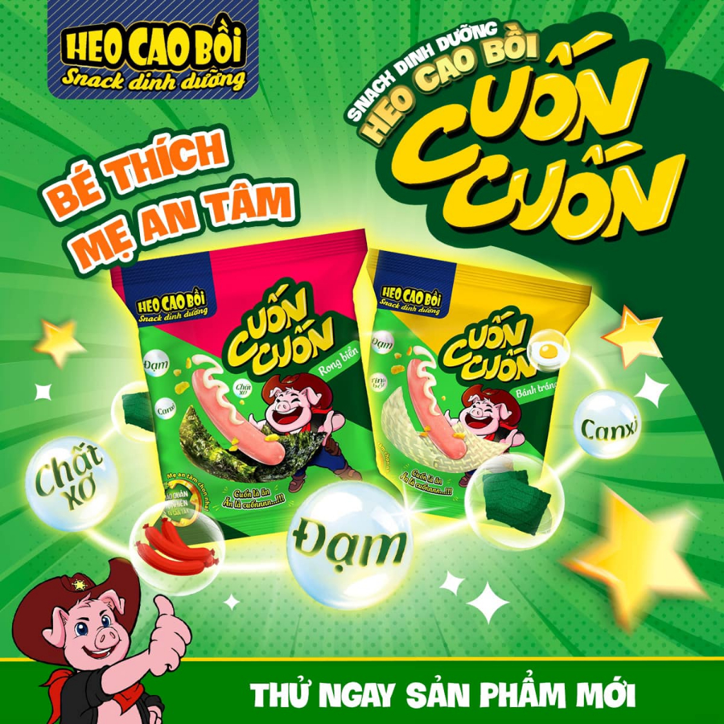 Xúc Xích Tiệt Trùng Heo Cao Bồi Cuốn Cuốn Rong Biển Gói X (3Cây X 13Gr + 1Gói Xốt 5.5Gr + 1Gói Rong Biển 2Gr + 1Gói Hạt