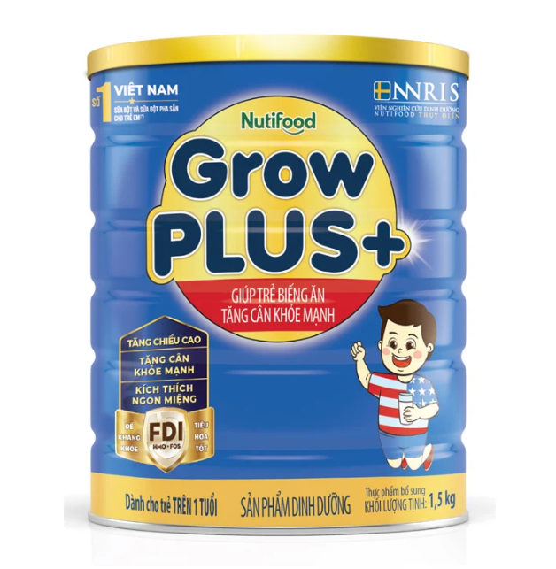 Sữa NutiFood Grow Plus + Xanh, 1.5kg, >1 Tuổi