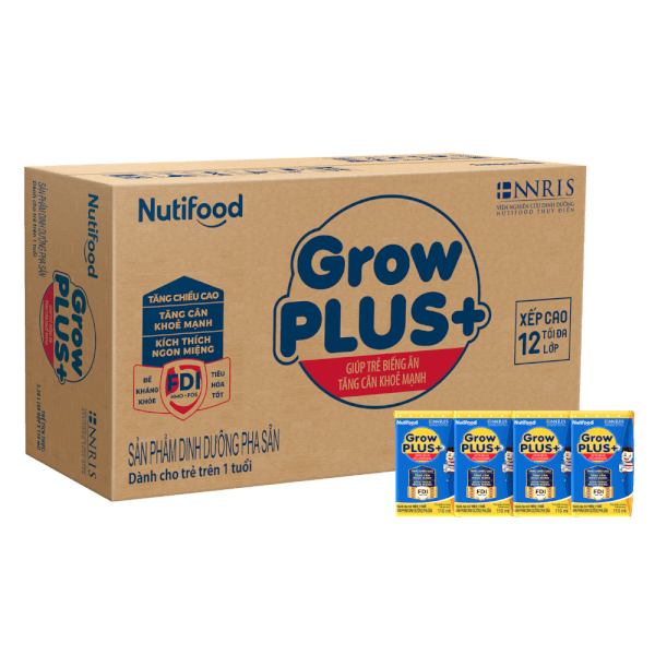 Thùng 48 hộp Sữa Bột Pha Sẵn Nuti Grow Plus Xanh, 110ml, >1 Tuổi