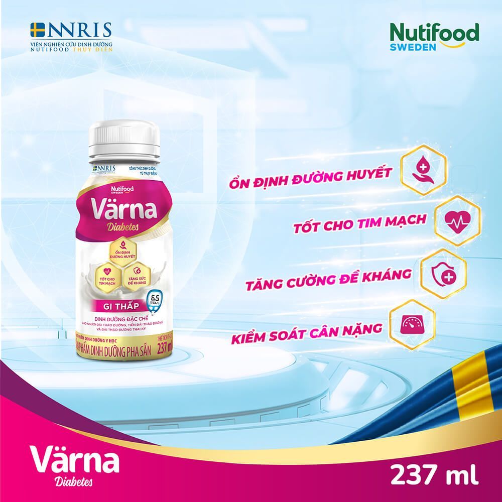 Sữa Bột Pha Sẵn Värna Diabetes chai 237ml (Dành cho người đái tháo đường)