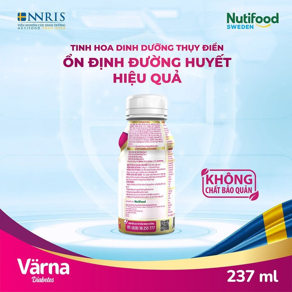 Sữa Bột Pha Sẵn Värna Diabetes chai 237ml (Dành cho người đái tháo đường)