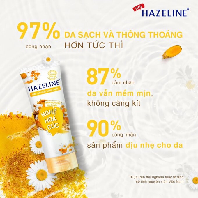 Sữa Rửa Mặt Hazeline Giảm Mụn Chiết Xuất Nghệ Hoa Cúc 100g