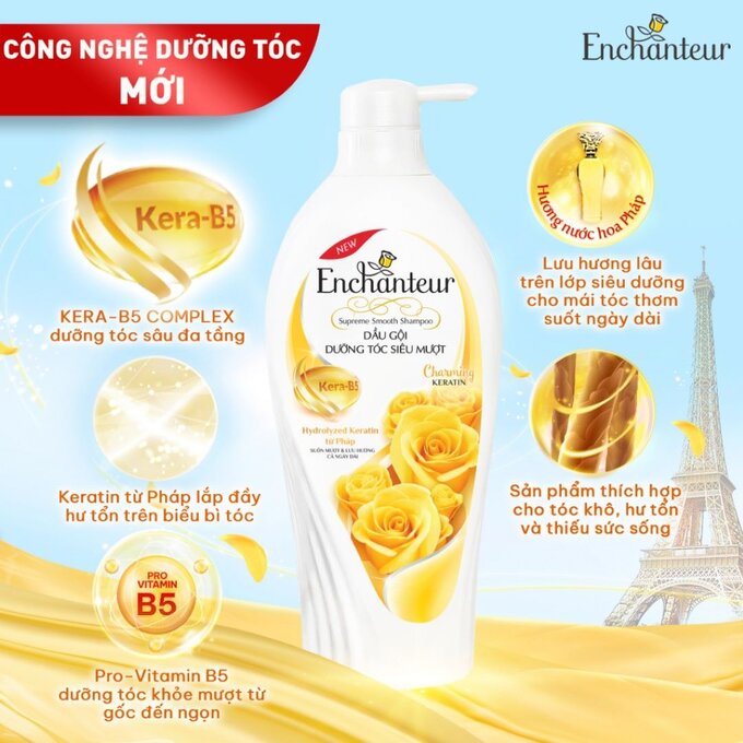 (Freeship 20k) Dầu Gội Enchanteur Dưỡng Tóc Siêu Mượt Charming 650g