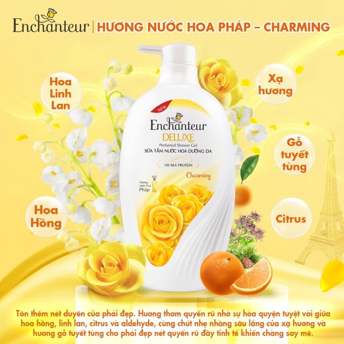 (Freeship 20k) Sữa Tắm Enchanteur Nước Hoa Dưỡng Da Charming 650g