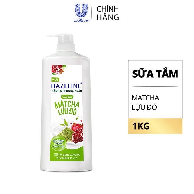 (Freeship 20k) Sữa Tắm Hazeline Sáng Mịn Rạng Ngời Matcha & Lựu Đỏ 1kg