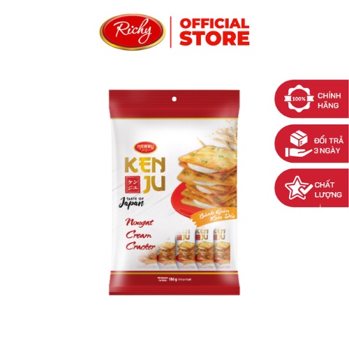 Bánh quy kem dẻo Richy Kenju Nougat vị kem sữa gói 186g