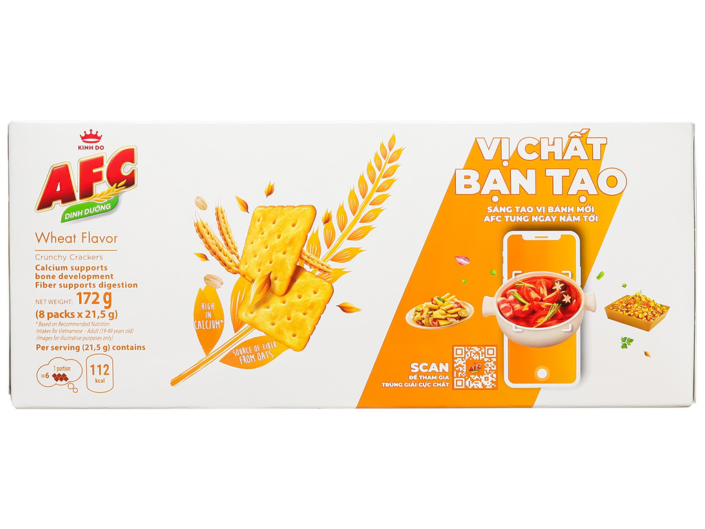 Bánh cracker vị lúa mì  AFC Dinh Dưỡng hộp 200g